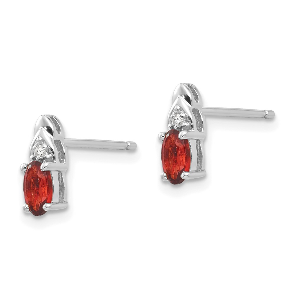 14k White Gold Garnet and Diamond Post Earrings (XBS226)