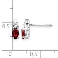 14K White Gold 5x 3 Oval January Garnet and Diamond Post Earrings view 4