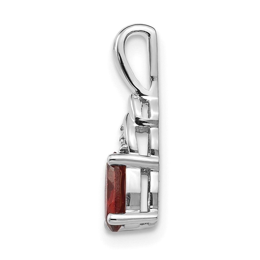 14k White Gold Garnet and Diamond Pendant (XBS228)