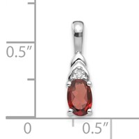 14K White Gold 6x 4 Oval January Garnet and Diamond Pendant view 3
