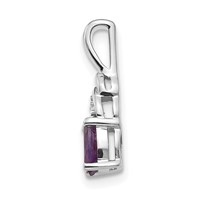 14K White Gold 6x 4 Oval February Amethyst and Diamond Pendant view 2