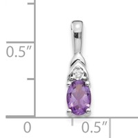 14K White Gold 6x 4 Oval February Amethyst and Diamond Pendant view 3