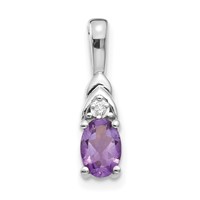 14K White Gold 6x 4 Oval February Amethyst and Diamond Pendant view 1