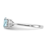 14K White Gold 6x 4 Oval March Aquamarine and Diamond Ring view 4
