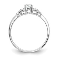 14K White Gold 6x 4 Oval April White Topaz and Diamond Ring view 2