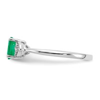 14K White Gold 6x4 Oval May Emerald and Diamond Ring view 4