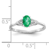14K White Gold 6x4 Oval May Emerald and Diamond Ring view 3