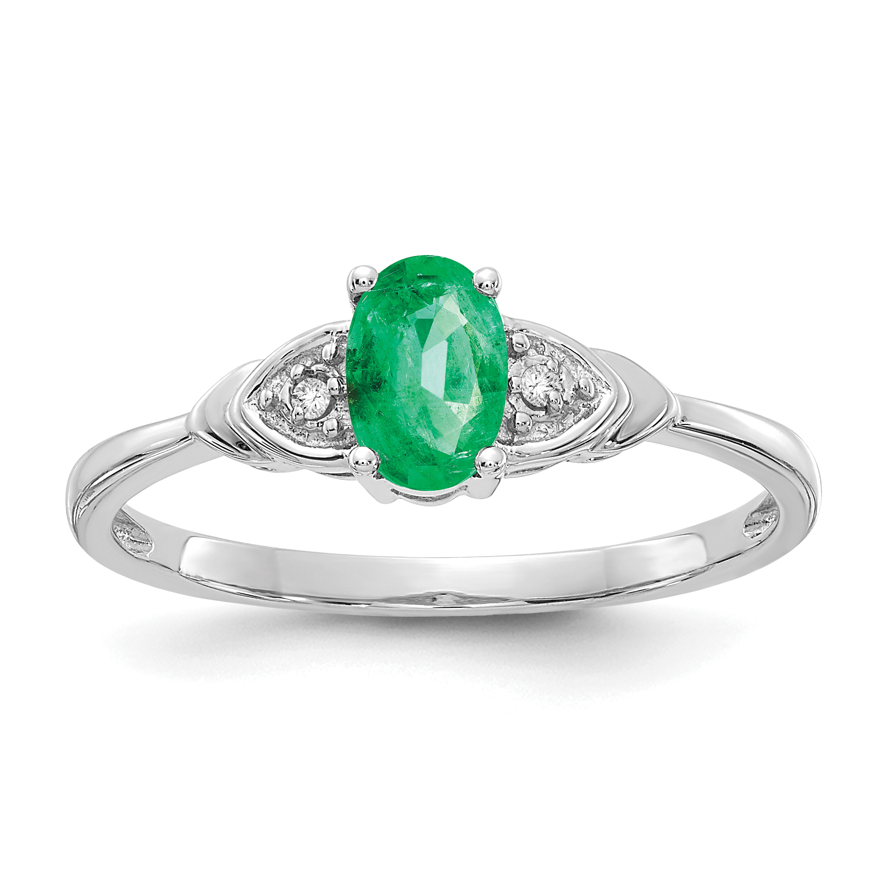 14k White Gold Emerald and Diamond Ring (XBS232)