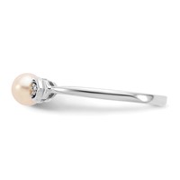 14K White Gold 5mm June Freshwater Cultured Pearl and Diamond Ring view 4