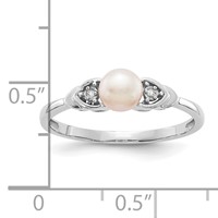 14K White Gold 5mm June Freshwater Cultured Pearl and Diamond Ring view 3
