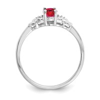 14K White Gold 6x 4 Oval July Ruby and Diamond Ring view 2