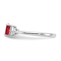 14K White Gold 6x 4 Oval July Ruby and Diamond Ring view 4