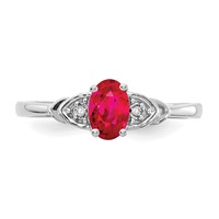 14K White Gold 6x 4 Oval July Ruby and Diamond Ring view 5