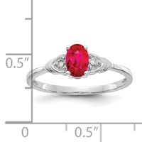 14K White Gold 6x 4 Oval July Ruby and Diamond Ring view 3