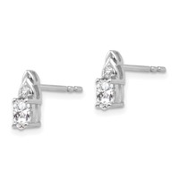 14K White Gold 5x3 Oval April White Topaz and Diamond Post Earrings view 2