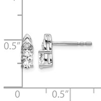 14K White Gold 5x3 Oval April White Topaz and Diamond Post Earrings view 4