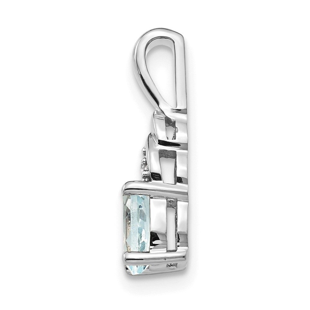 14k White Gold Aquamarine and Diamond Pendant (XBS240)