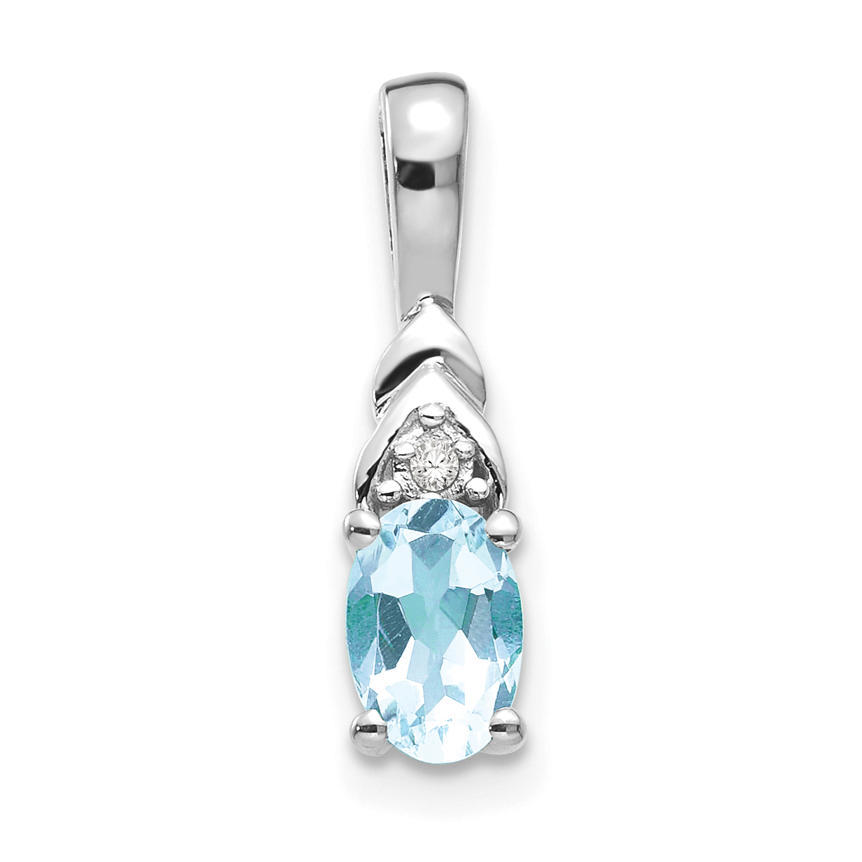 14k White Gold Aquamarine and Diamond Pendant (XBS240)