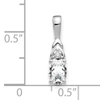 14K White Gold 6x4 Oval April White Topaz and Diamond Pendant view 3