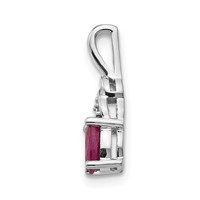14K White Gold 6x4 Oval July Ruby and Diamond Pendant view 2