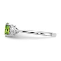 14K White Gold 6x 4 Oval August Peridot and Diamond Ring view 4