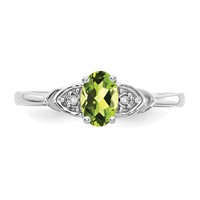 14K White Gold 6x 4 Oval August Peridot and Diamond Ring view 5