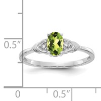 14K White Gold 6x 4 Oval August Peridot and Diamond Ring view 3