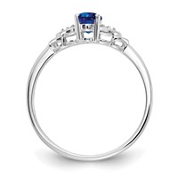 14K White Gold 6x 4 Oval September Sapphire and Diamond Ring view 2