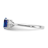 14K White Gold 6x 4 Oval September Sapphire and Diamond Ring view 4