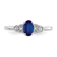 14K White Gold 6x 4 Oval September Sapphire and Diamond Ring view 5