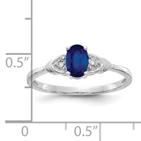 14K White Gold 6x 4 Oval September Sapphire and Diamond Ring view 3