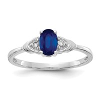 14K White Gold 6x 4 Oval September Sapphire and Diamond Ring view 1