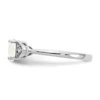 14K White Gold 6x 4 Oval October Opal and Diamond Ring view 4