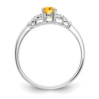 14K White Gold 6x4 Oval November Citrine and Diamond Ring view 2