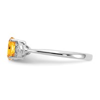 14K White Gold 6x4 Oval November Citrine and Diamond Ring view 4