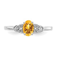 14K White Gold 6x4 Oval November Citrine and Diamond Ring view 5