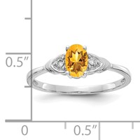 14K White Gold 6x4 Oval November Citrine and Diamond Ring view 3