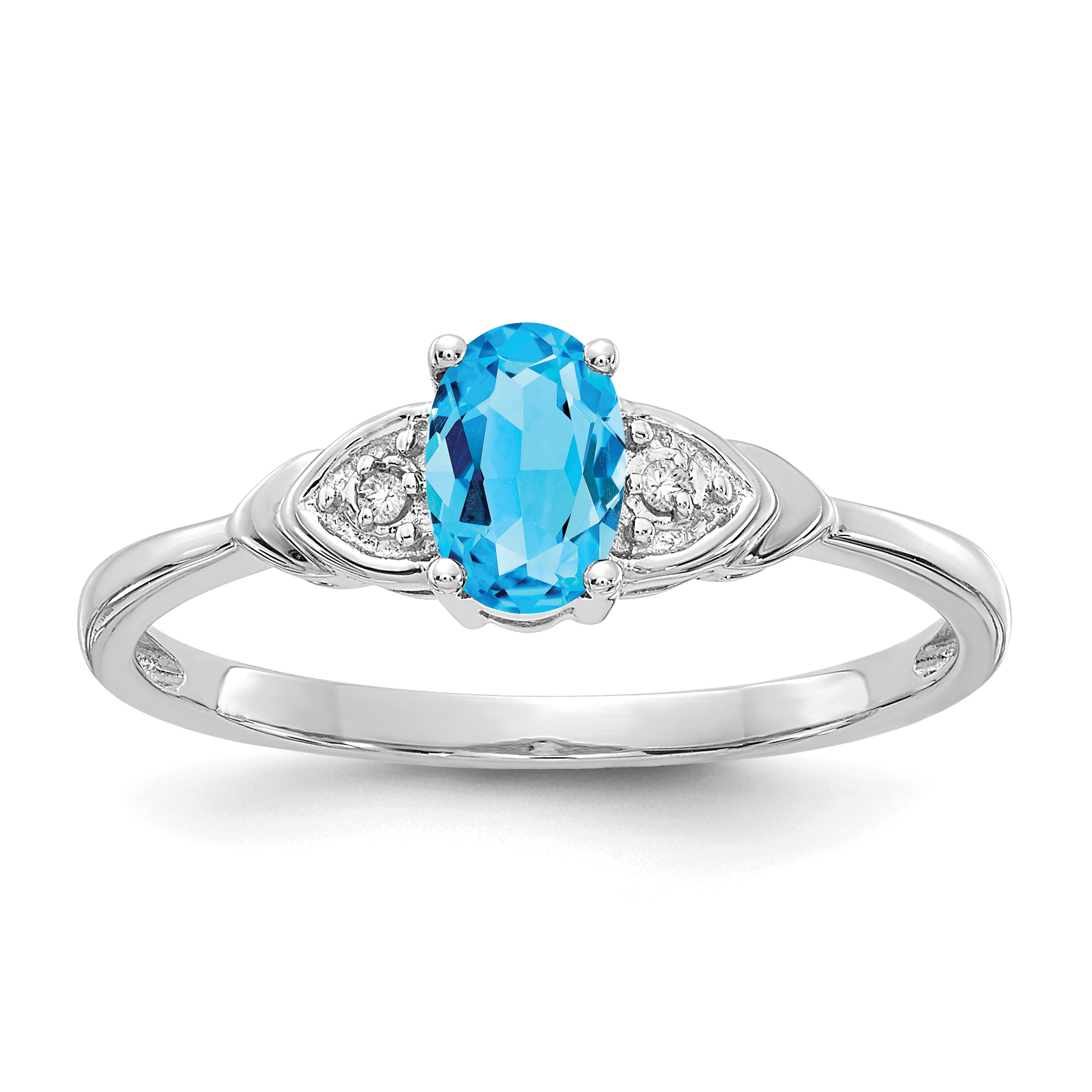 14k White Gold Blue Topaz and Diamond Ring (XBS249)