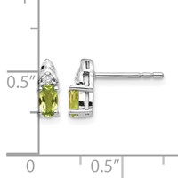 14K White Gold 5x3 Oval August Peridot and Diamond Post Earrings view 4