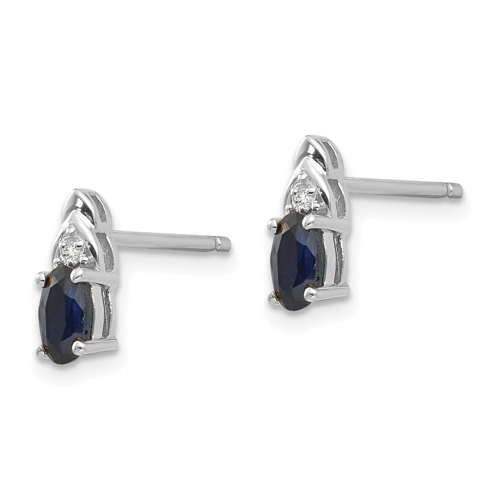 14k White Gold Sapphire and Diamond Post Earrings (XBS251)