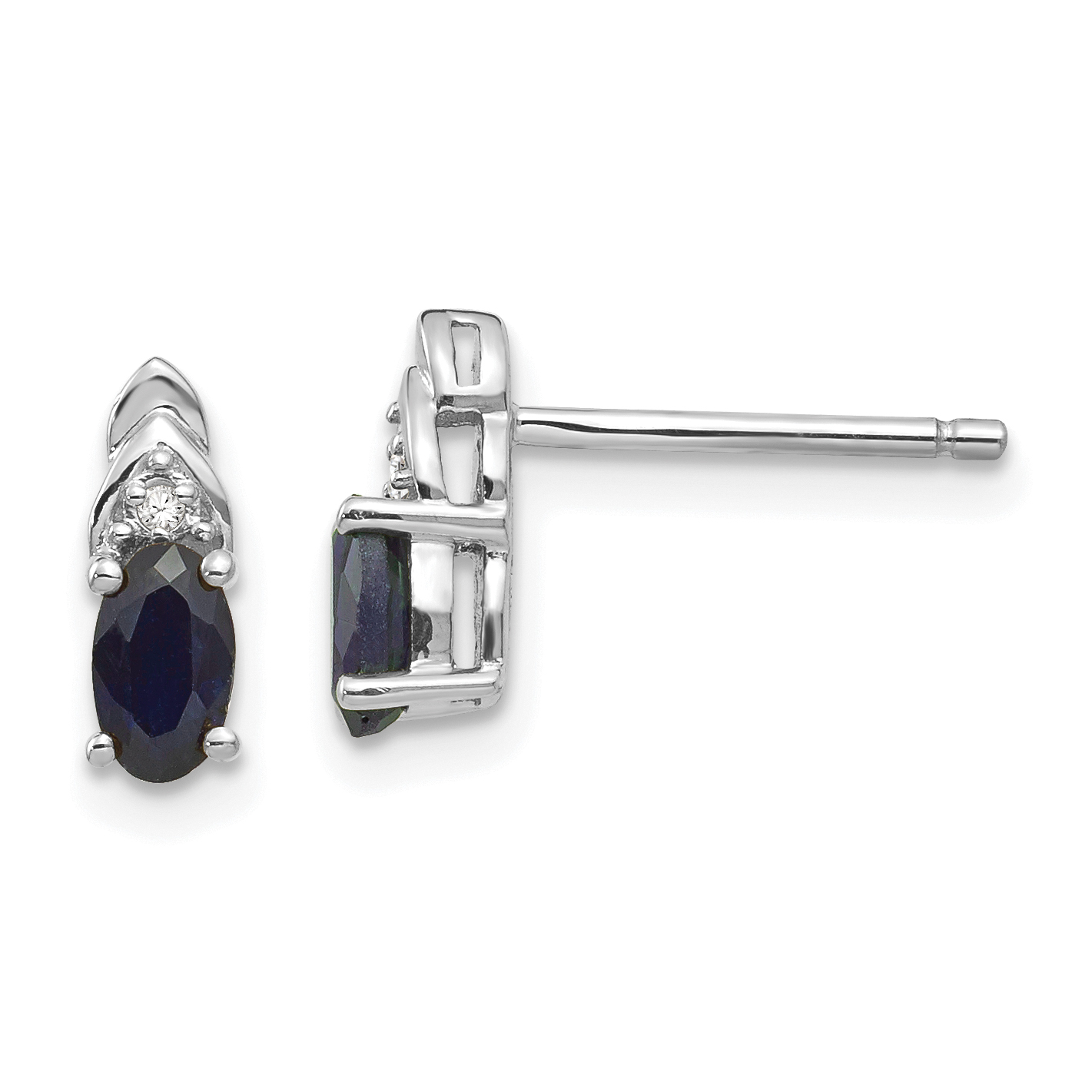 14k White Gold Sapphire and Diamond Post Earrings (XBS251)