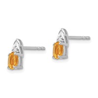 14K White Gold 5x 3 Oval November Citrine and Diamond Post Earrings view 2