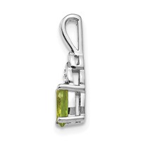 14K White Gold 6x 4 Oval August Peridot and Diamond Pendant view 2