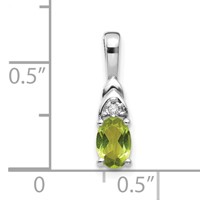 14K White Gold 6x 4 Oval August Peridot and Diamond Pendant view 3