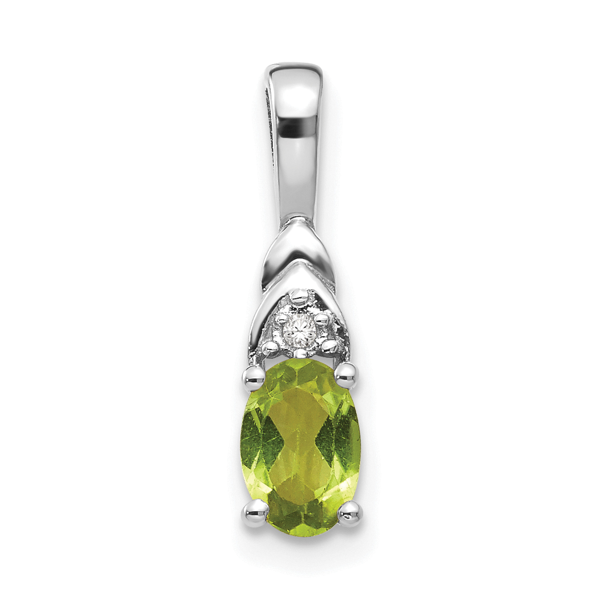 14k White Gold Peridot and Diamond Pendant (XBS255)