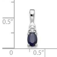 14K White Gold 6x4 Oval September Sapphire and Diamond Pendant view 3