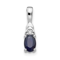 14K White Gold 6x4 Oval September Sapphire and Diamond Pendant view 1