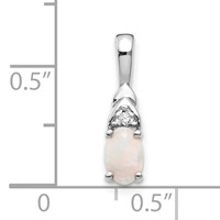14K White Gold 6x 4 Oval October Opal and Diamond Pendant view 3
