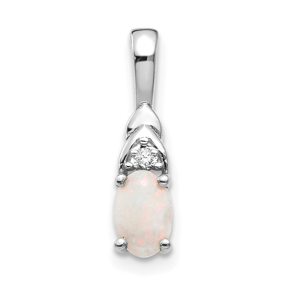 14k White Gold Opal and Diamond Pendant (XBS257)