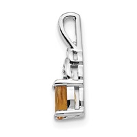 14K White Gold 6x4 Oval November Citrine and Diamond Pendant view 2